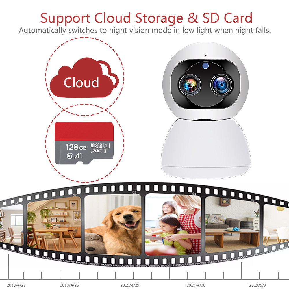 1080P dual lens Wifi automatic tracking Cloud home indoor camera